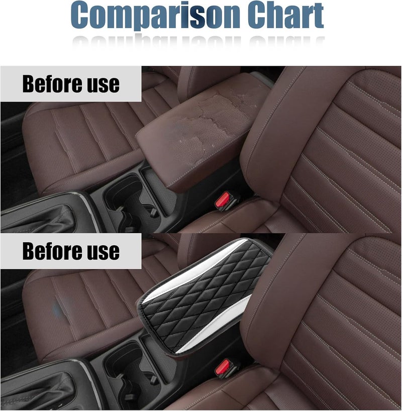 Vrasly Car Center Console Cover, Universal Leather Waterproof Armrest Seat Box Cover Protector, Comfortable Car Decor Accessories Fit for Most Cars, Vehicles, SUVs-White - Image 5